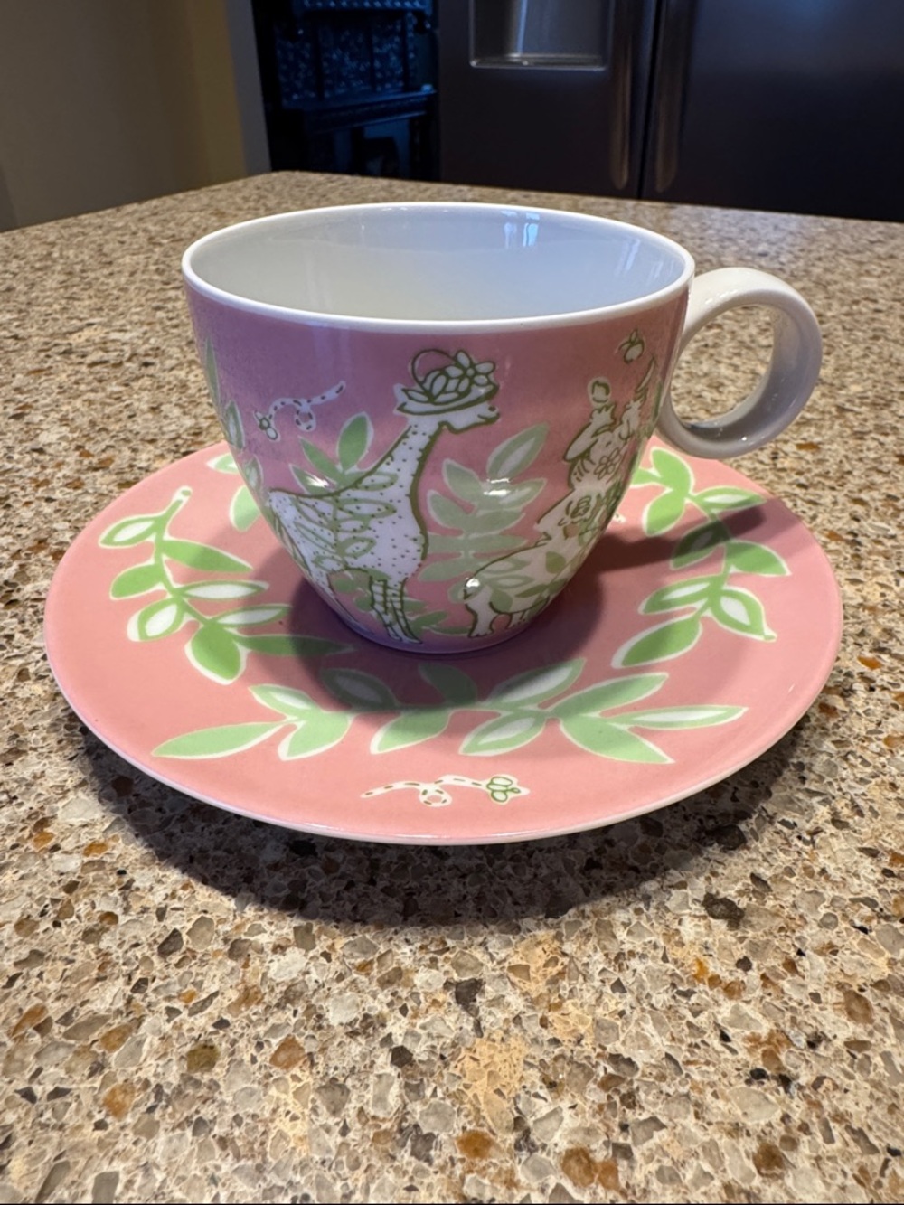 Lilly Pulitzer Pink & Green Floral Tea Cup and Saucer